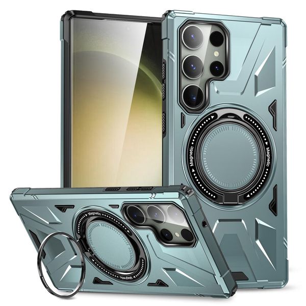 Per Samsung Galaxy S24 Ultra Magsafe Shock Magnet Ring Cover Protettiva Custodia Per Telefoni Cellulari Verde-image
