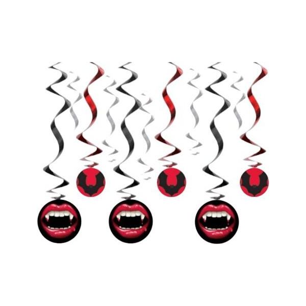 Amscan - Vampiro Fangs - Decorazione Da Appendere "Gimlets"", Halloween 12-Pack SG31291 (Taglia Unica) (Rosso/Nero)"-image