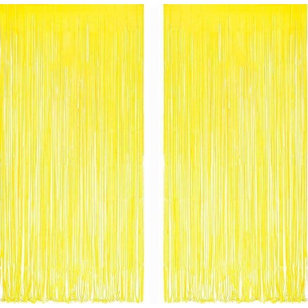 2 Pezzi Tende Tinsel Giallo Glitter Sfondo Decorazione Lamine Frange Capodanno Compleanno Festa Di Nozze Decorazione Stelle Filanti Decorazione Per La Festa In Discoteca-image