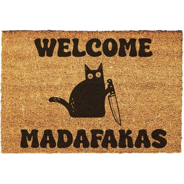 Zerbino Giftstory Cocco Welcome Madafakas - Zerbino Regalo Per La Porta D'ingresso - Zerbino Di Benvenuto - Zerbino Divertente - Dimensioni: 60X40 Cm-image