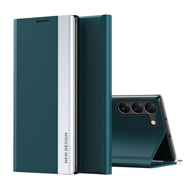 Custodia Per Samsung Galaxy S25 Custodia Magnetica In Finto Cuoio Con Funzione Stand Verde-image