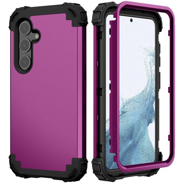 Custodia Per Samsung Galaxy S24+ Hybrid 3In1 Pc E Tpu Antiurto, Custodia Resistente Viola-image