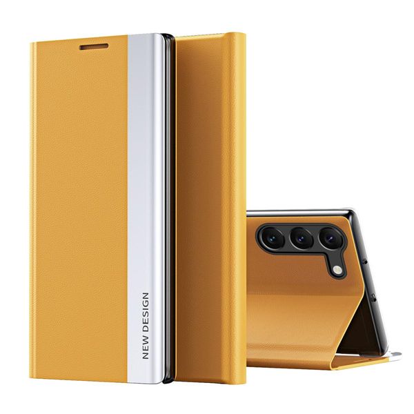Custodia Per Samsung Galaxy S25 Fe Custodia Magnetica In Finto Cuoio Con Funzione Stand Giallo-image