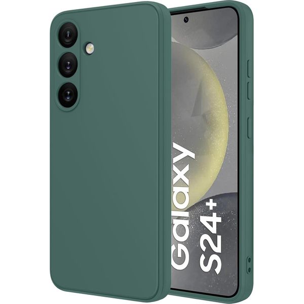 Custodia Per Samsung Galaxy S24+ Morbido Silicone Liquido, Custodia In Gomma Antiurto Verde Notte-image