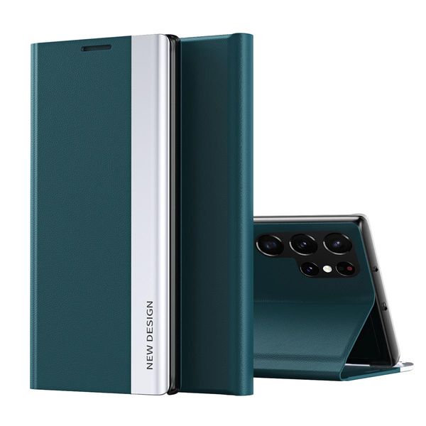 Custodia Galaxy S22 Ultra 5G, Custodia Magnetica In Finto Cuoio Con Funzione Stand Per Samsung Galaxy S22 Ultra 5G Verde-image