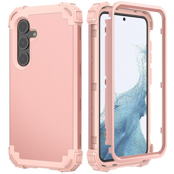 Custodia Per Samsung Galaxy S25+ Hybrid 3In1 Pc E Tpu Antiurto, Custodia Resistente Oro Rosa-image