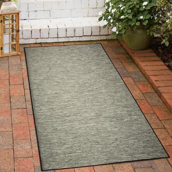 Tappeto Per Interni Ed Esterni Screziato In Sisal Utilizzabile Su Entrambi I Lati In Antracite Dimensioni - 60 X 100 Cm-image