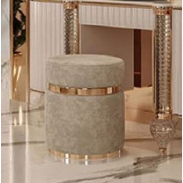 Casa Padrino Sgabello Grigio / Oro Ø 45 X H. 45 Cm - Sgabello Rotondo - Mobili Camera Da Letto - Mobili - Arredamento-image