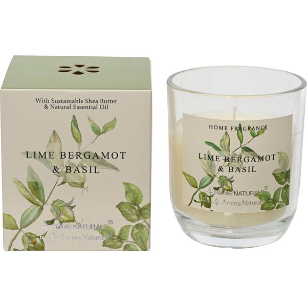 Candela Profumata In Vetro 9Cm Profumo Di Lime Bergamotto Basilico Crema Bianco-image