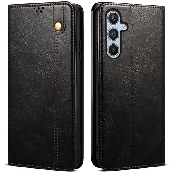 Custodia Per Samsung Galaxy S24 In Pelle Flip Case Portafoglio Con Funzione Stand Nero-image