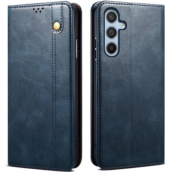 Custodia Per Samsung Galaxy S25 In Pelle Flip Case Portafoglio Con Funzione Stand Blu-image