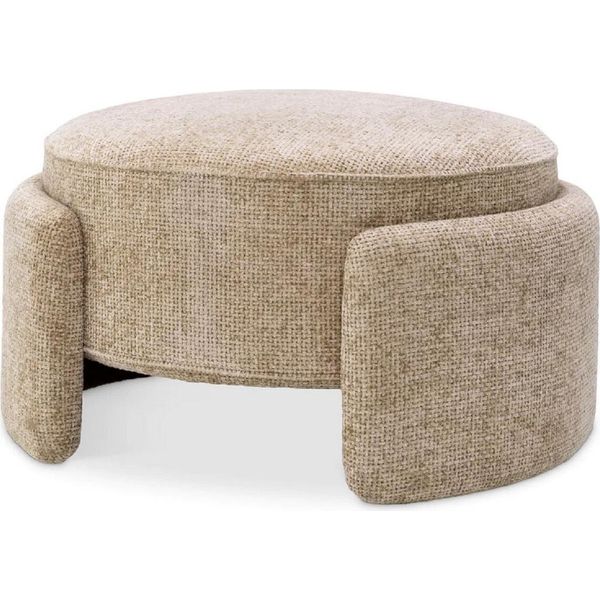 Casa Padrino Sgabello Color Sabbia Ø 73 X H. 38 Cm - Sgabello Rotondo - Sgabello Rotondo - Poggiapiedi - Mobili Soggiorno - Mobili Hotel - Mobili-image