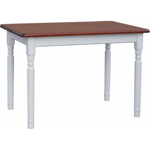 Tavolo Bianco Ii In Legno Di Pino Massiccio Con Piano In Colore Calvados 110 X 80 Cm-image