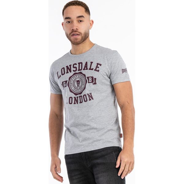 T-Shirt Uomo Regular Fit Murrister Marl Grey/Oxblood 3XL Lonsdale-image