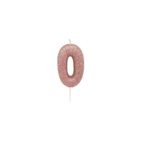 Anniversary House - Glitter - Candela Di Compleanno "Numero 0"", Metallizzata SG30156 (Taglia Unica) (Oro Rosa)"-image