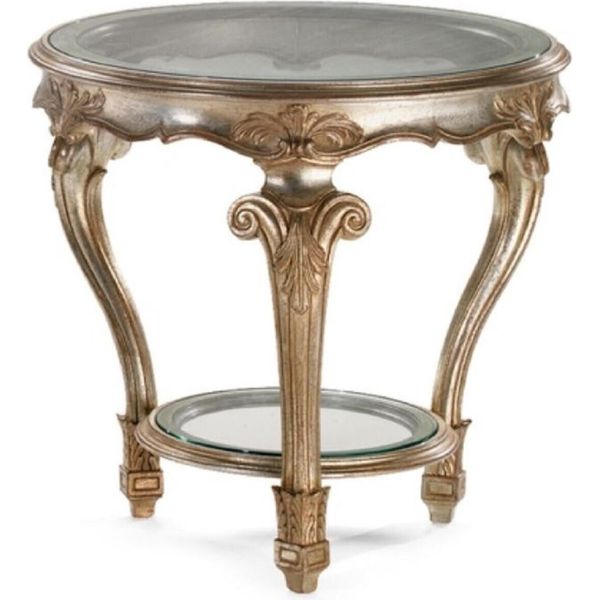 Casa Padrino Tavolino Barocco Argento Antico - Magnifico Tavolo In Legno Massiccio Con Piano In Vetro - Mobili In Stile Barocco - Mobili In Stile Barocco - Qualità Eccellente - Italy-image