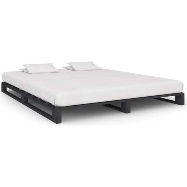 Vidaxl Letto A Pallet Grigio In Pino Massiccio 200×200 Cm - Struttura Letto - Cornici Letto - Struttura Letto - Letto-image
