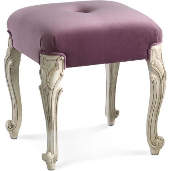 Casa Padrino Sgabello Barocco Viola / Bianco Crema Antico - Sgabello Barocco Fatto A Mano - Poggiapiedi Barocco - Mobili Barocchi - Nobili E Sontuosi - Qualità - Italy-image