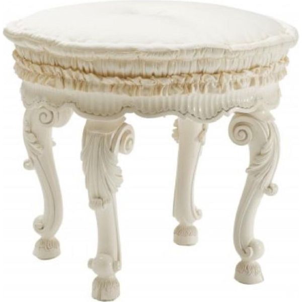 Casa Padrino Sgabello Barocco Bianco / Crema - Sgabello Barocco Fatto A Mano - Poggiapiedi Barocco - Mobili Barocchi - Nobili E Sontuosi - Qualità Lussuosa - Italy-image