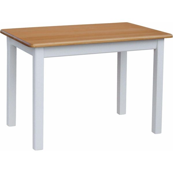 Tavolo Bianco In Legno Di Pino Massiccio Con Piano In Colore Ontano 120 X 70 Cm-image