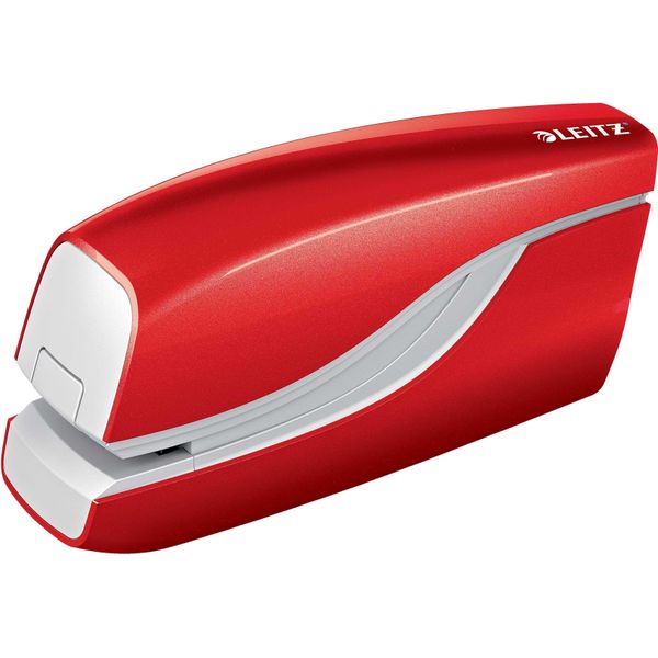 Leitz 5566-10-26 5566 Cucitrice Elettrica Wow - 10 Fogli, Rosso Metallizzato-image