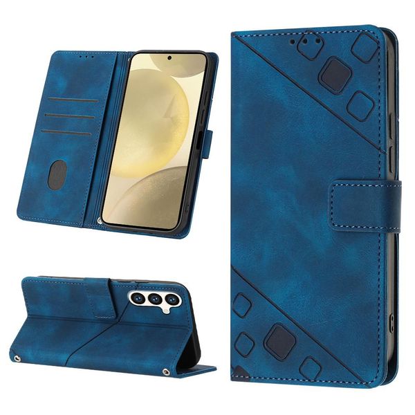 Custodia Per Samsung Galaxy S25 Fe In Rilievo Custodia A Portafoglio In Pelle Flip Con Funzione Stand Blu-image