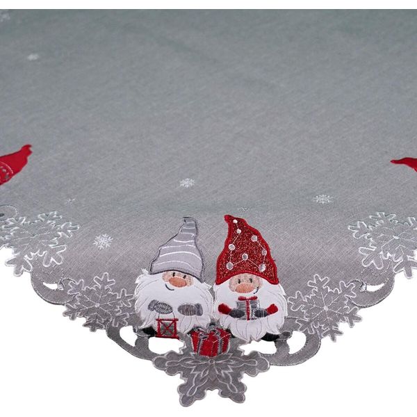 Amira Tovaglia Natalizia Gnomo Poliestere Grigio Chiaro 85 X 85 Cm-image