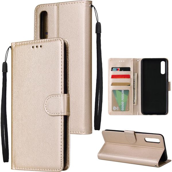 Per Samsung A50 Custodia Protettiva In Pelle Pu Con Fibbia E 3 Posizioni Per Le Carte Oro-image