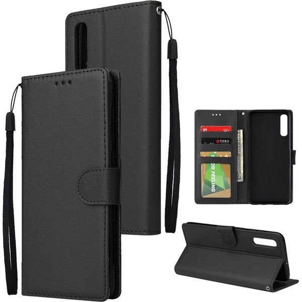 Per Samsung A70 Portafoglio Custodia Protettiva In Pelle Pu Con Fibbia E 3 Posizioni Per Carte Di Credito Nero-image