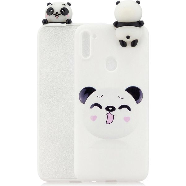 Per Samsung A11 Tpu Back Cover 3D Cartoon Painting Soft Mobile Phone Case Shell Smiley Panda-image