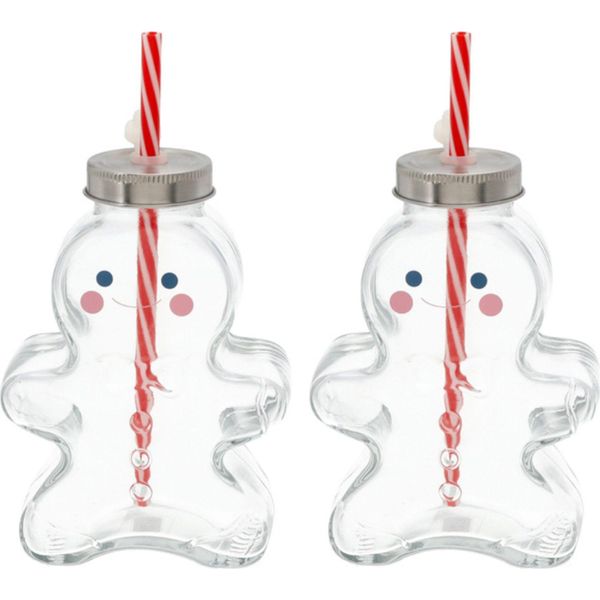 Novaliv 2X Tazze Vin Brulè 440 Ml Tazza Di Natale Personalizzata Con Cannuccia - Uomo Di Pan Di Zenzero Come Tazza Di Vin Brulè - Tazza Con Motivo Palla Di Natale Albero Di Natale Tazza Di Natale Tazza Scaldamani-image