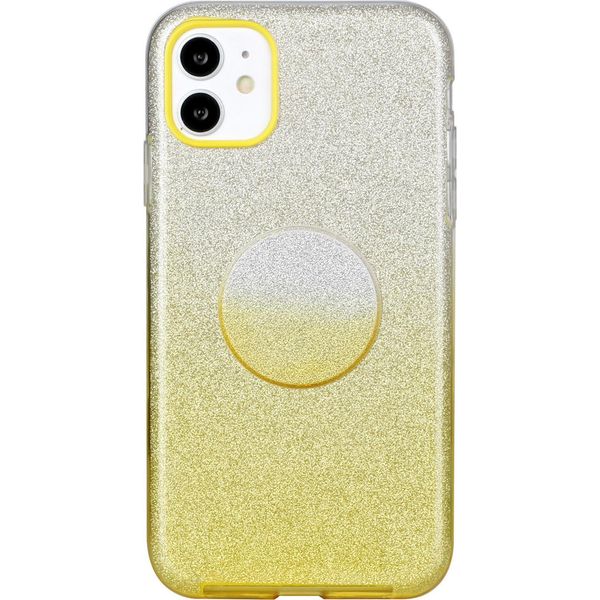 Per Iphone X/Xs/Xr/Xs MAX/11/11 Pro Max Custodia Per Telefono Copertura In Polvere Glitterata A Colori Sfumati Con Supporto Airbag Giallo-image