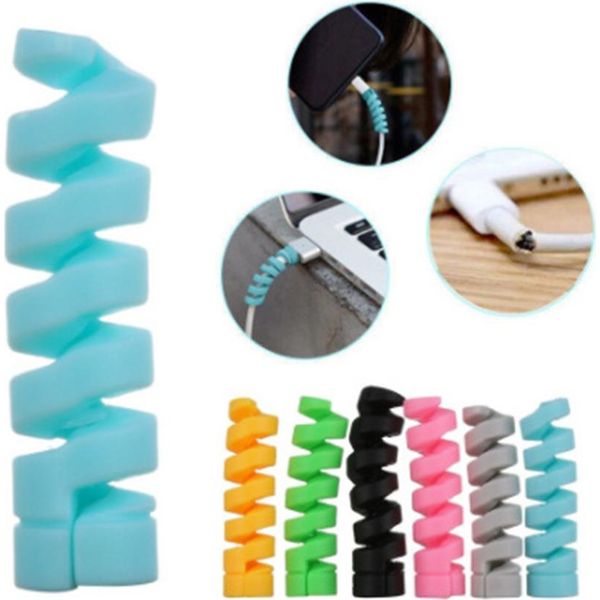 Cavo Dati Universale In Silicone A Spirale Copertura Protettiva Antirottura Avvolgitore Filettato (Colore Casuale) Casuale-image