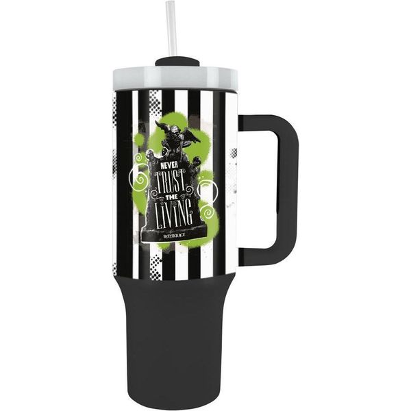 Beetlejuice - Tazza Da Viaggio "Mai Fidarsi Dei Vivi"", 1L PM10939 (Taglia Unica) (Nero/Bianco/Verde)"-image