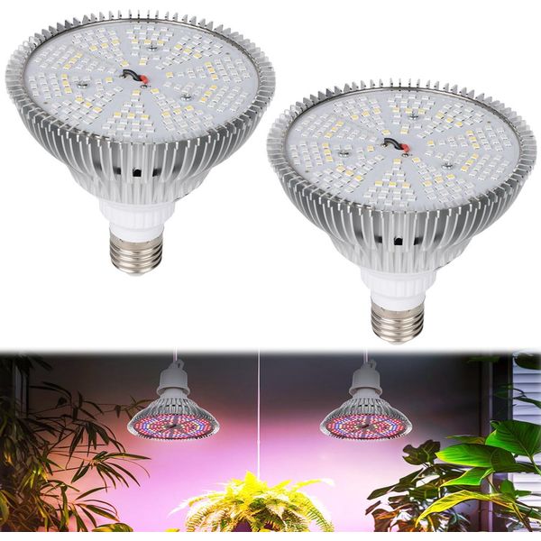2 Pezzi 26W Led Pianta Lampada Spettro Completo E27, Crescere Lampadina 200Leds (Rosso, Blu, Bianco, Uv, Ir) Par38, Crescere Luce Per Le Piante D'appartamento Serra-image