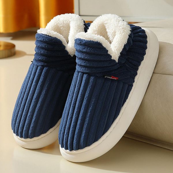 Pantofole Invernali Termiche Blu Scuro, Pantofole Unisex In Peluche Calde E Accoglienti Per Uso Domestico E Regalo, Misura: 35-36-image