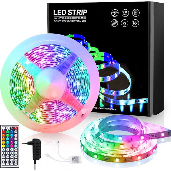 Clanmacy 3M Striscia Led Striscia Luminosa Rgb SMD5050 Striscia Luminosa Per Feste Natalizie 44 Pulsanti Telecomando-image