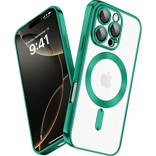 Custodia Per Iphone 16 Pro Magnetic Ultra Thin Transparent Case Con Magsafe E Camera Cover Verde-image