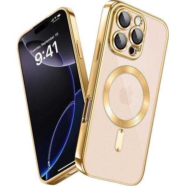 Custodia Per Iphone 16 Pro Max Magnetic Ultra Thin Transparent Case Con Magsafe E Camera Cover Oro-image