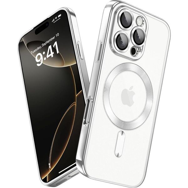 Custodia Per Iphone 16 Pro Magnetic Ultra Thin Transparent Case Con Magsafe E Camera Cover Argento-image