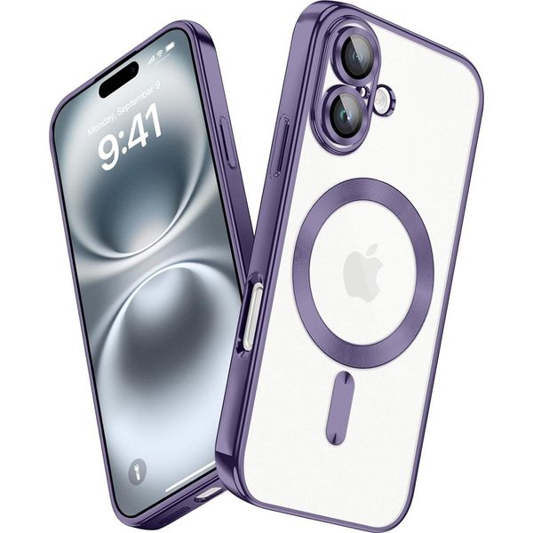 Custodia Per Iphone 16 Magnetic Ultra Thin Transparent Case Con Magsafe E Camera Cover Viola-image
