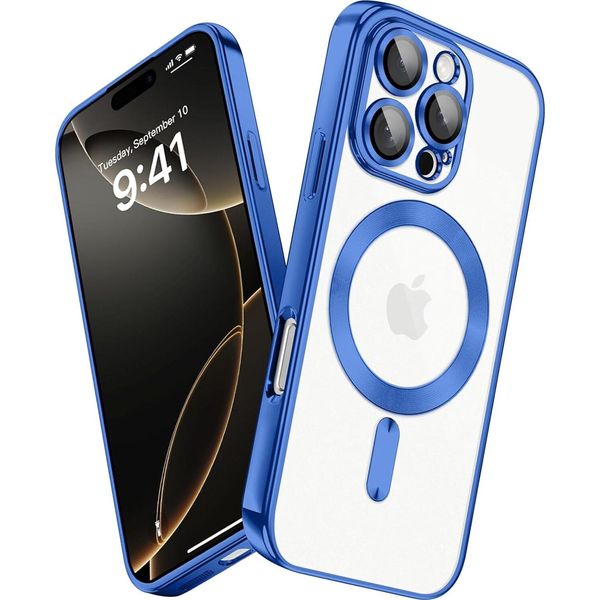 Custodia Per Iphone 16 Pro Magnetic Ultra Thin Transparent Case Con Magsafe E Camera Cover Blu-image