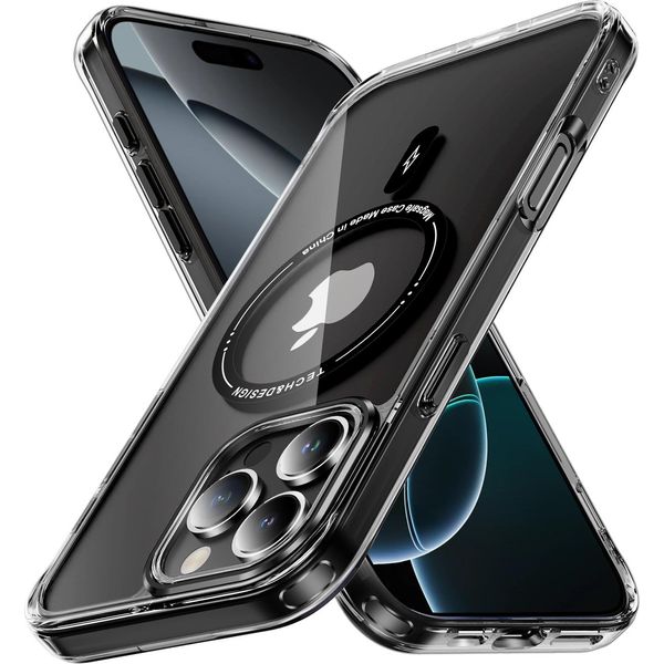 Custodia Magnetica Trasparente Per Iphone 16 Pro Max, Compatibile Con Magsafe, Custodia Protettiva Ibrida Antiurto Nera-image