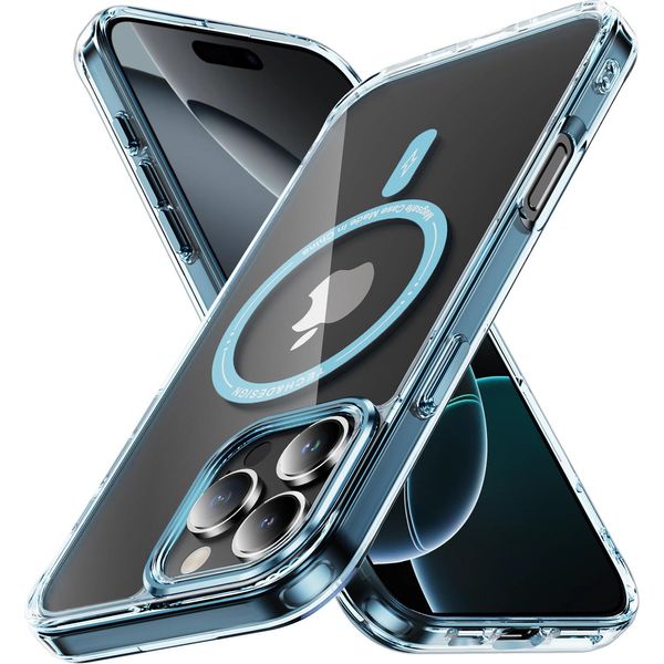 Custodia Magnetica Trasparente Per Iphone 16 Pro Max, Compatibile Con Magsafe, Custodia Protettiva Ibrida Antiurto Blu-image