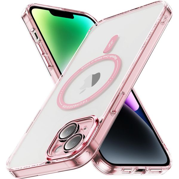Custodia Magnetica Trasparente Per Iphone 14 Plus, Compatibile Con Magsafe, Custodia Protettiva Ibrida Antiurto Rosa-image