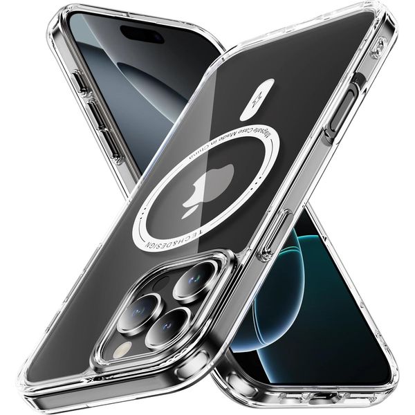 Custodia Magnetica Trasparente Per Iphone 16 Pro, Compatibile Con Magsafe, Custodia Protettiva Antiurto Ibrida Bianca-image