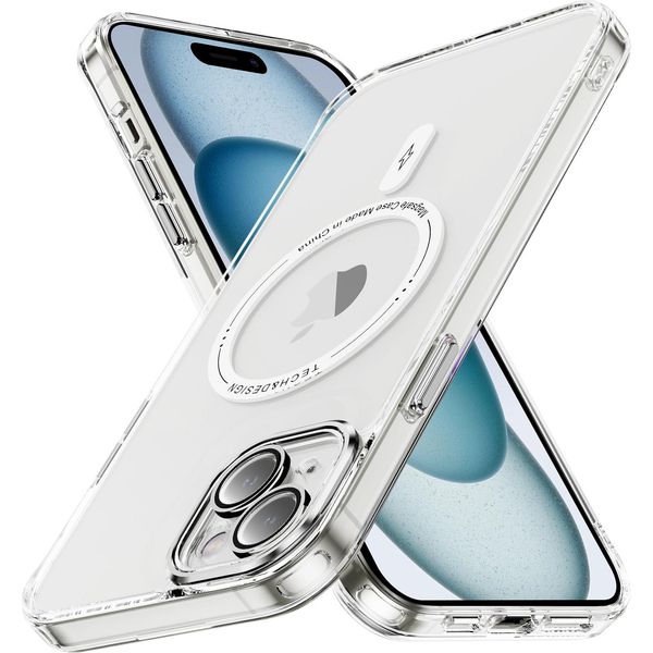 Custodia Magnetica Trasparente Per Iphone 15, Compatibile Con Magsafe, Custodia Protettiva Antiurto Ibrida Bianca-image