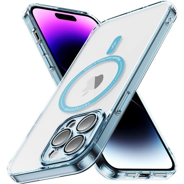Custodia Magnetica Trasparente Per Iphone 14 Pro, Compatibile Con Magsafe, Custodia Protettiva Ibrida Antiurto Blu-image