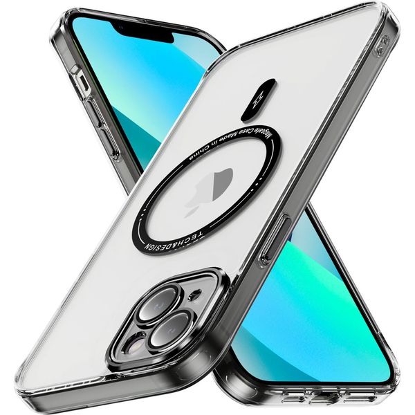 Custodia Magnetica Trasparente Per Iphone 13 Mini, Compatibile Con Magsafe, Custodia Protettiva Antiurto Ibrida Nera-image