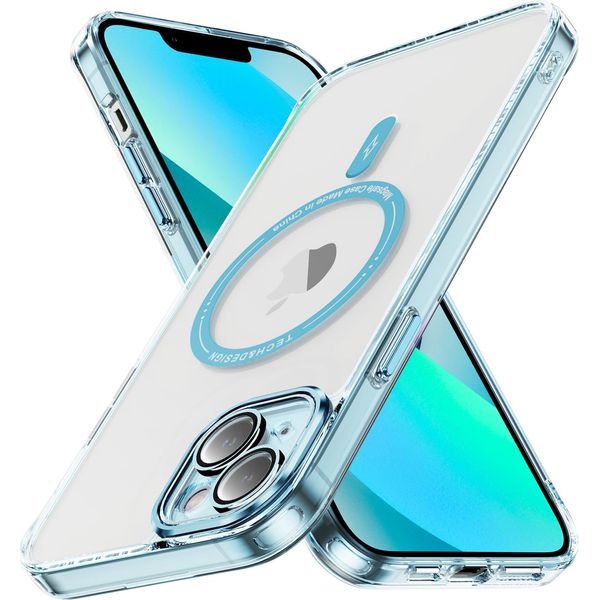 Custodia Magnetica Trasparente Per Iphone 13 Mini, Compatibile Con Magsafe, Custodia Protettiva Ibrida Antiurto Blu-image